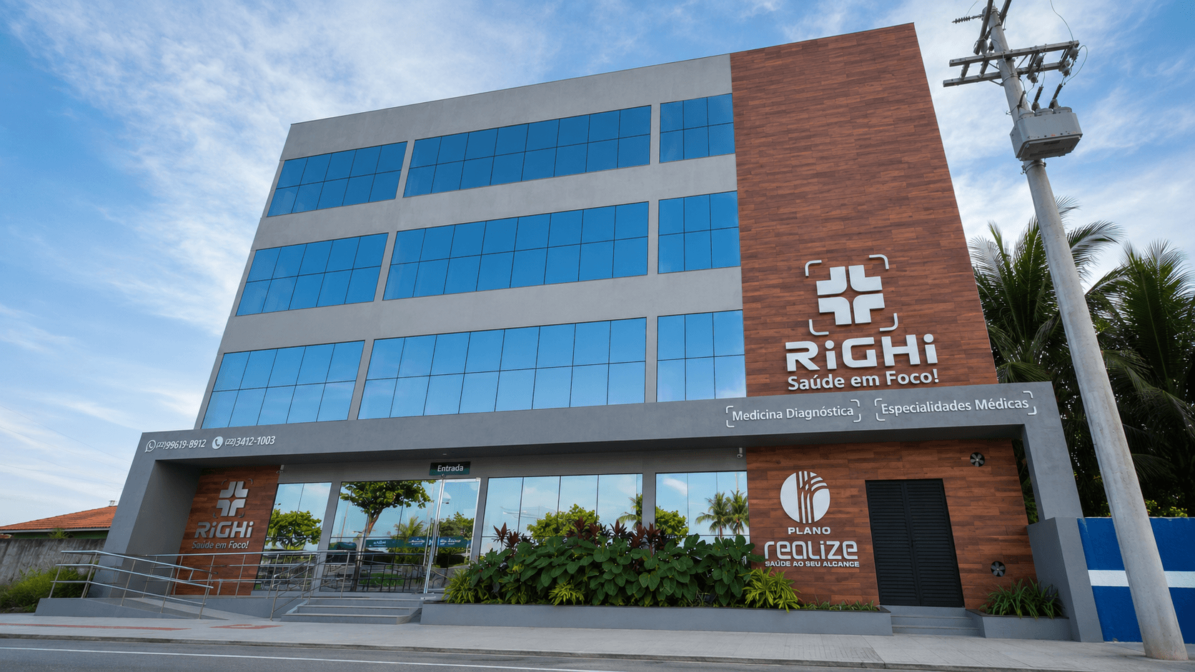 Prédio das Clínicas Righi com a marca Plano Realize